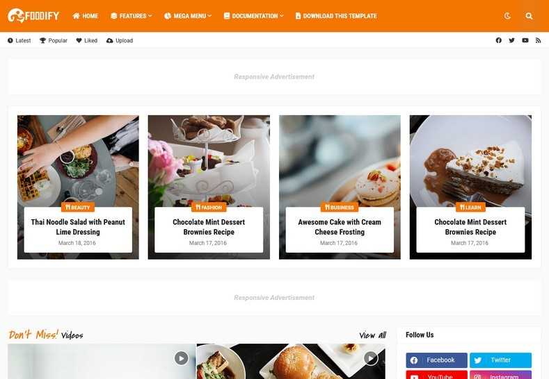 Download Foodify Blogger Template