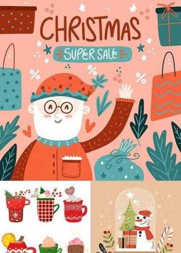 Download Christmas hand-drawn illustrations