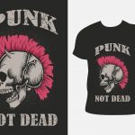 illustration vector punk skull with t shirt design