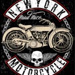 Download T-Shirt Mockup - T-shirt design - Crânio grunge e modelo de design de motocicleta em roupas - 1642 (EPS) Illustration