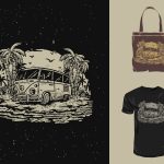 Download T-Shirt Mockup - T-shirt design - Design vintage de camiseta e bolsa com padrão - 277 (EPS) Illustration