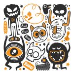 10  Funny Monster Icons Hand Drawn Doodle Vector