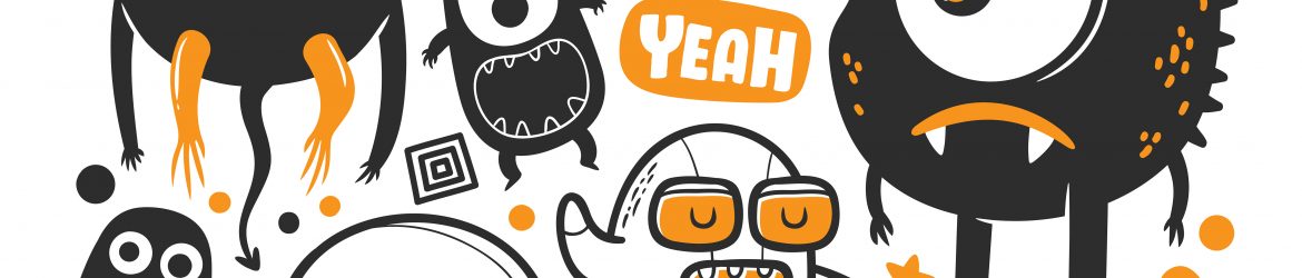 10  Funny Monster Icons Hand Drawn Doodle Vector