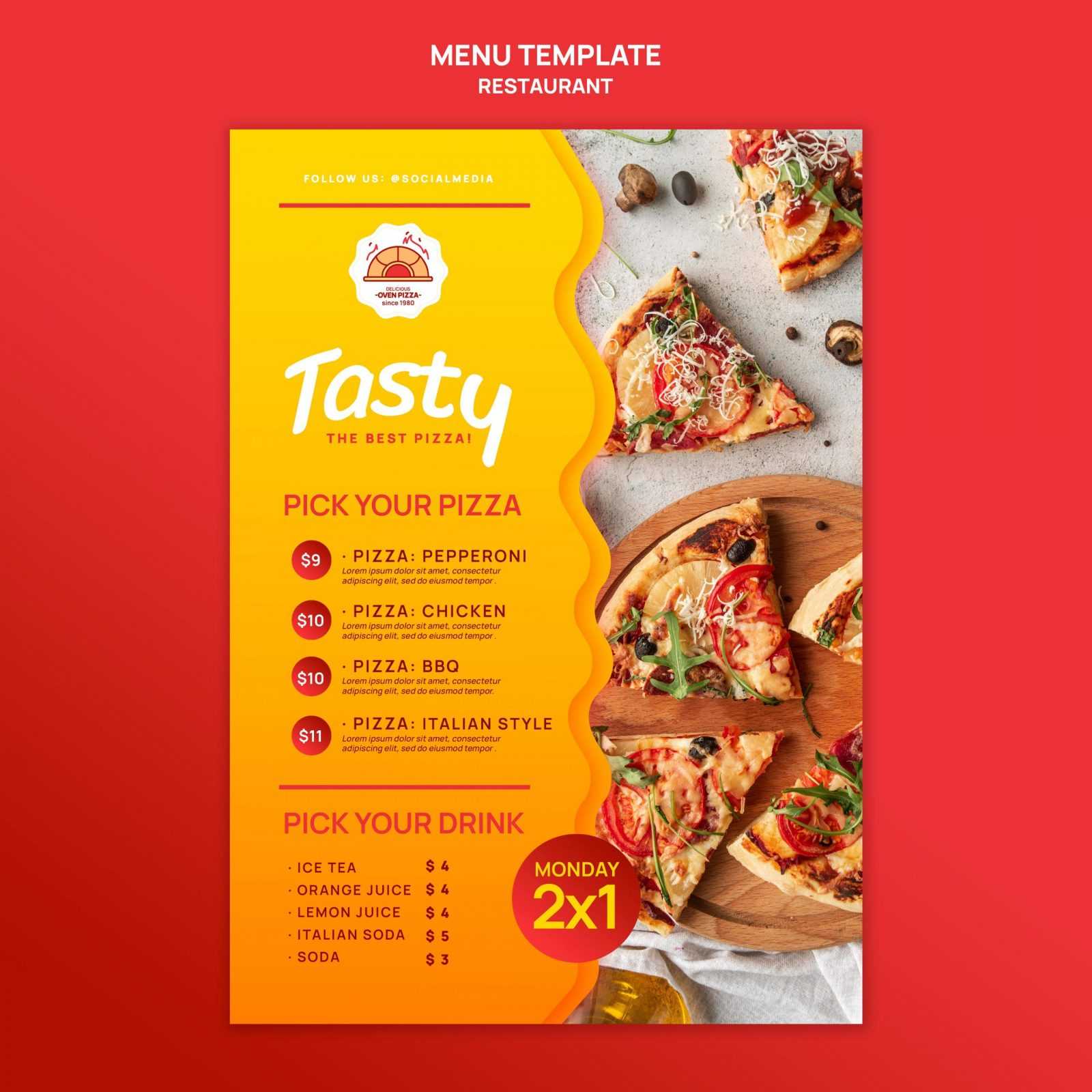 Download Menu de restaurante – Pizza 01 (PSD)