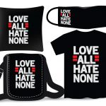 Love all hate none lettering design for t shirt and merchandising