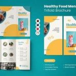 Download Template Menu - Folheto com três dobras de menu de comida saudável (PSD)