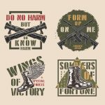 Vintage military colorful labels