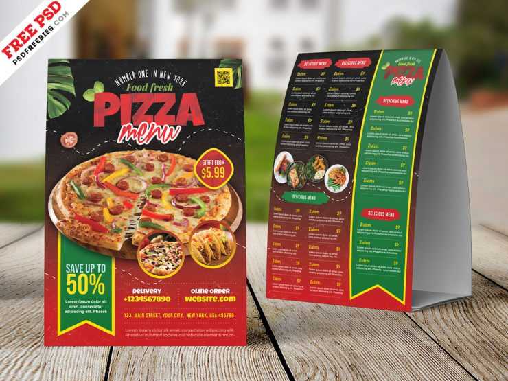 Download Template Menu – Brochura PSD do menu de comida quadrada com duas dobras (PSD)