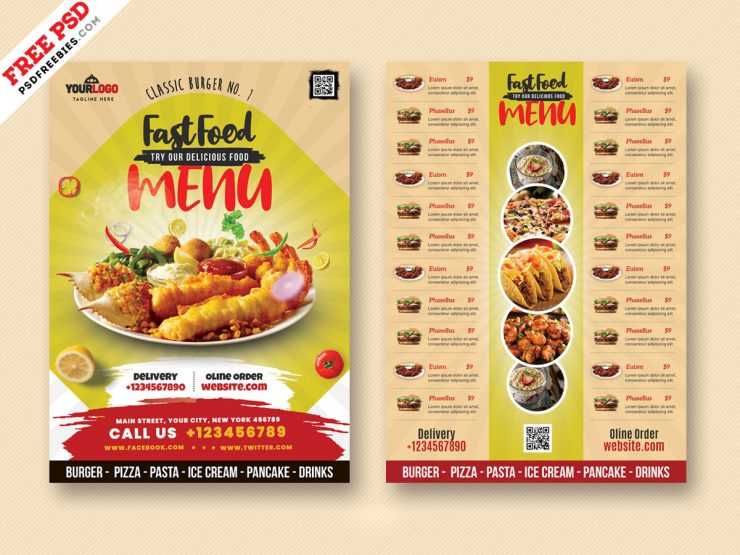 Download Template Menu – Design de cartão de menu de comida PSD brinde (PSD)