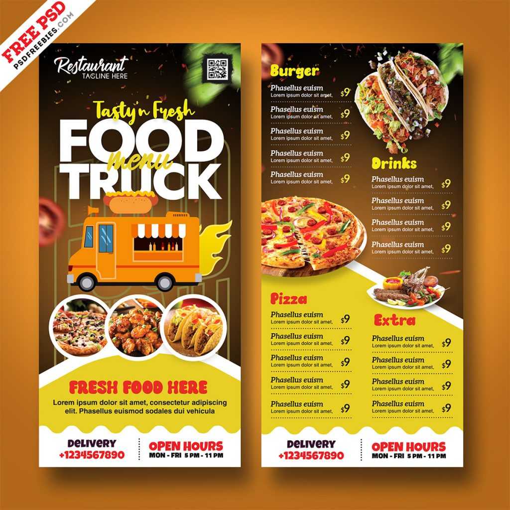 Download Template Menu – Modelo PSD de menu de food truck premium (PSD)