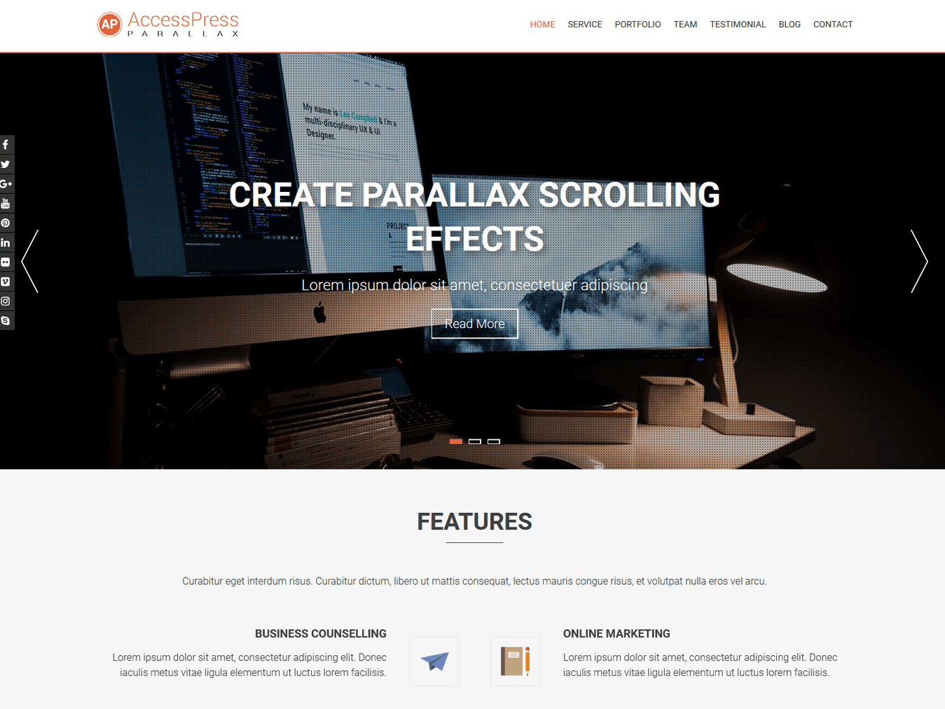 AccessPress Parallax - Tema WordPress AccessPress Parallax