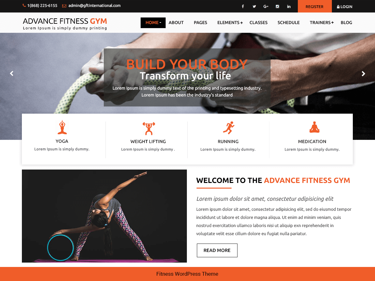 Advance Fitness Gym - Tema WordPress Advance Fitness Gym