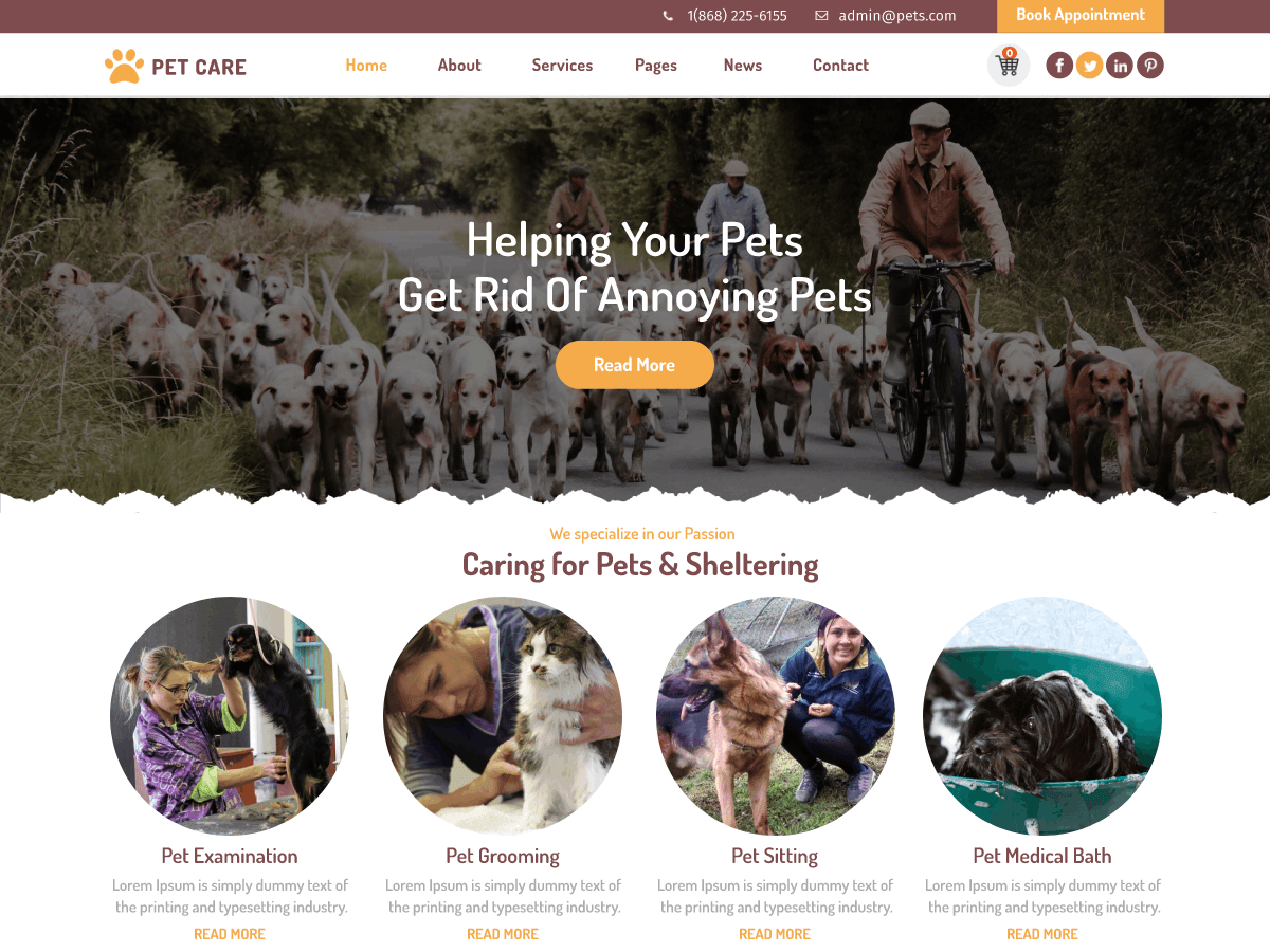 Animal Pet Care - Tema WordPress Animal Pet Care