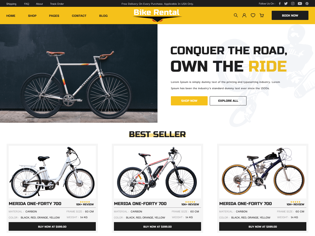 Aster Bike Rental - Tema WordPress Aster Bike Rental