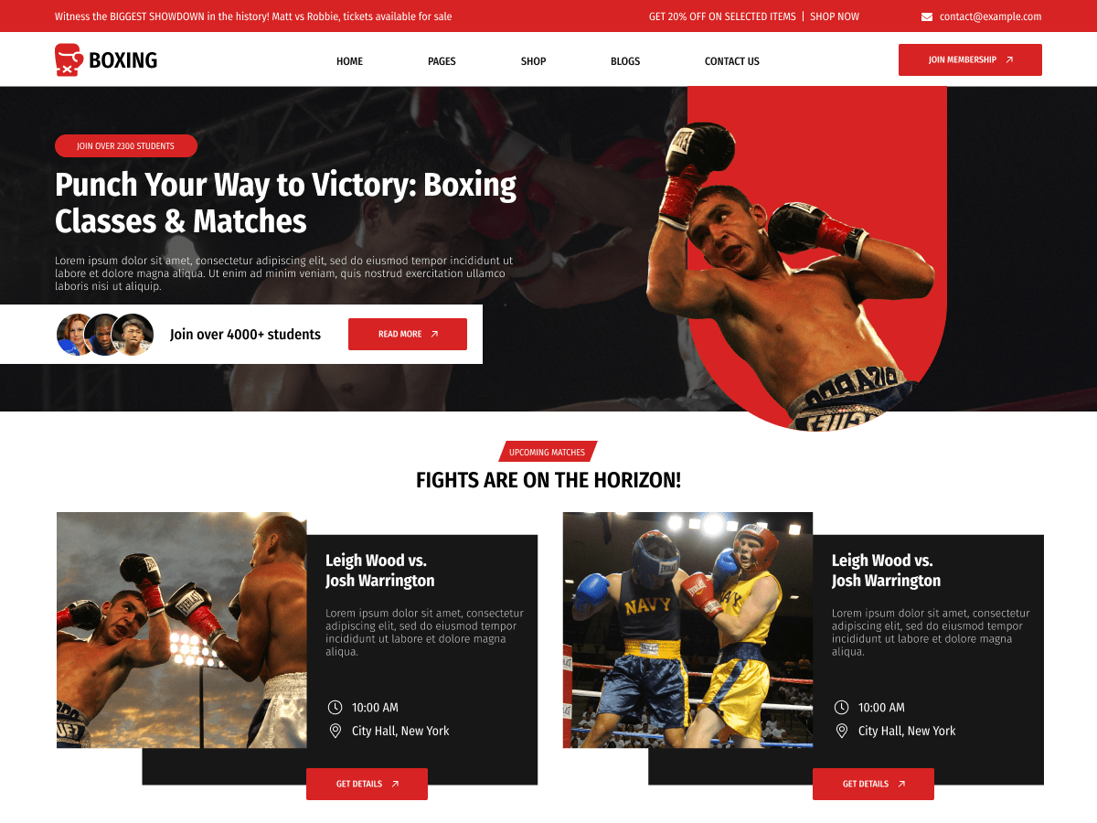 Boxing Martial Arts - Tema WordPress Boxing Martial Arts
