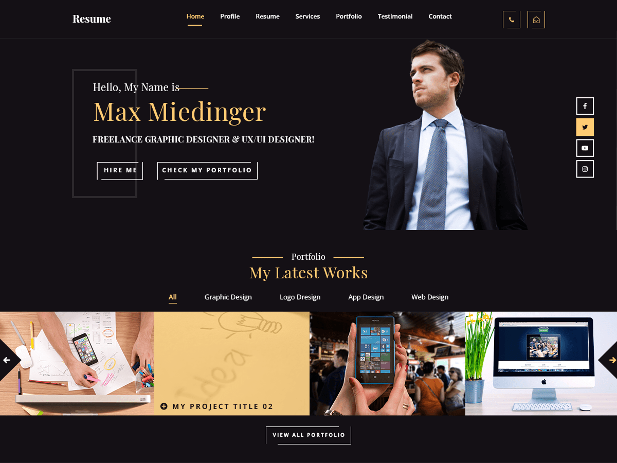Business Card Resume - Tema WordPress Business Card Resume