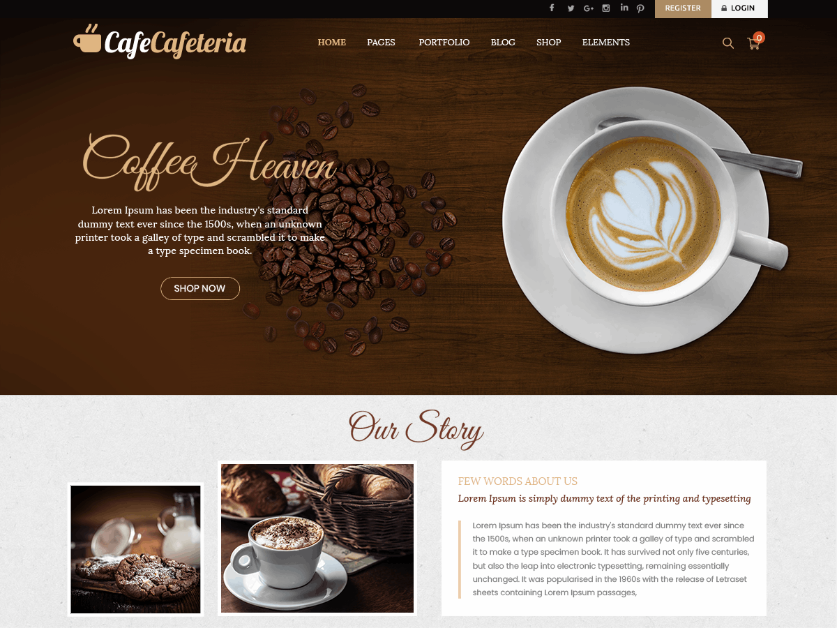 Cafe Cafeteria - Tema WordPress Cafe Cafeteria