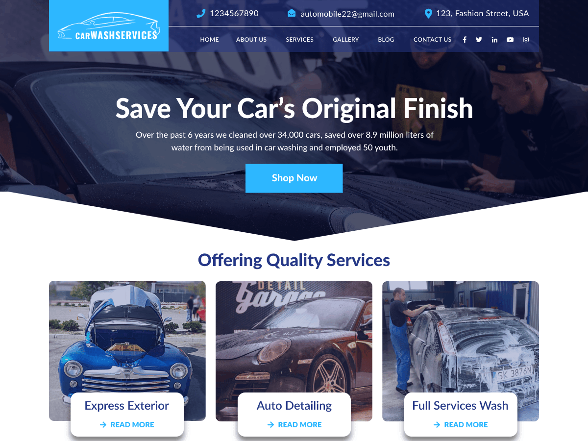 Car Wash Services - Tema WordPress Car Wash Services