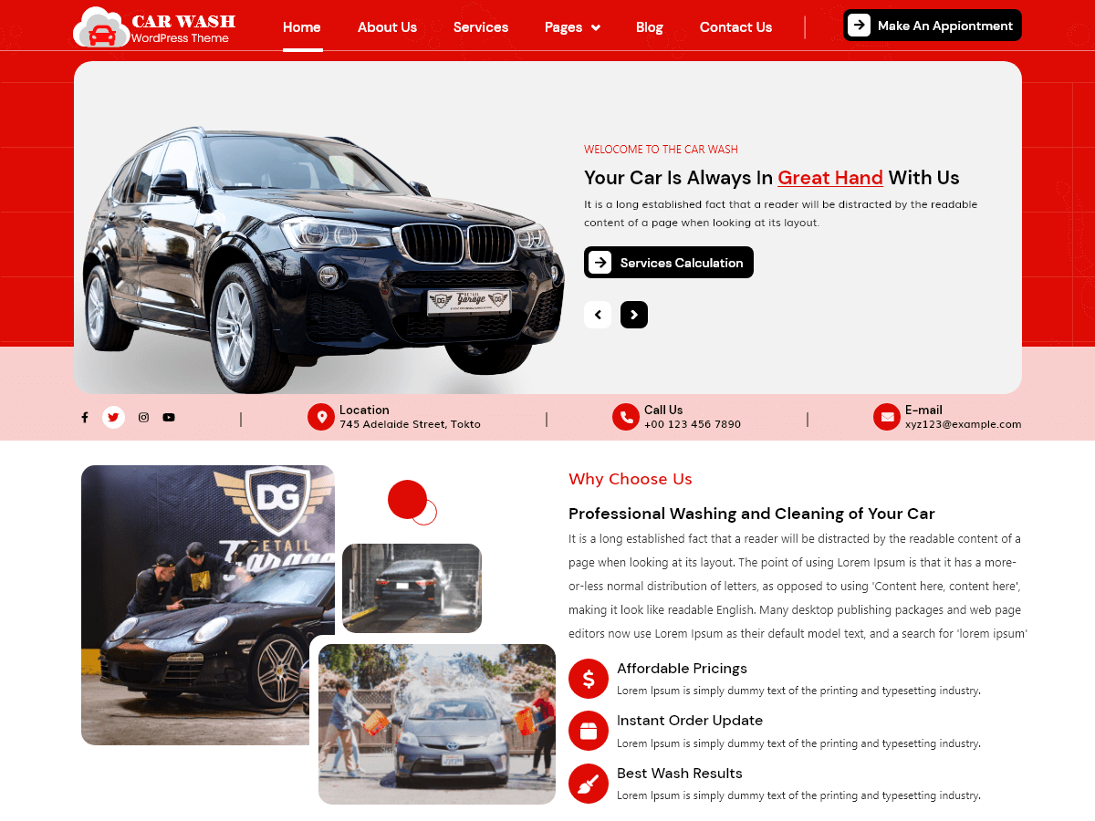 Car Washing Center - Tema WordPress Car Washing Center