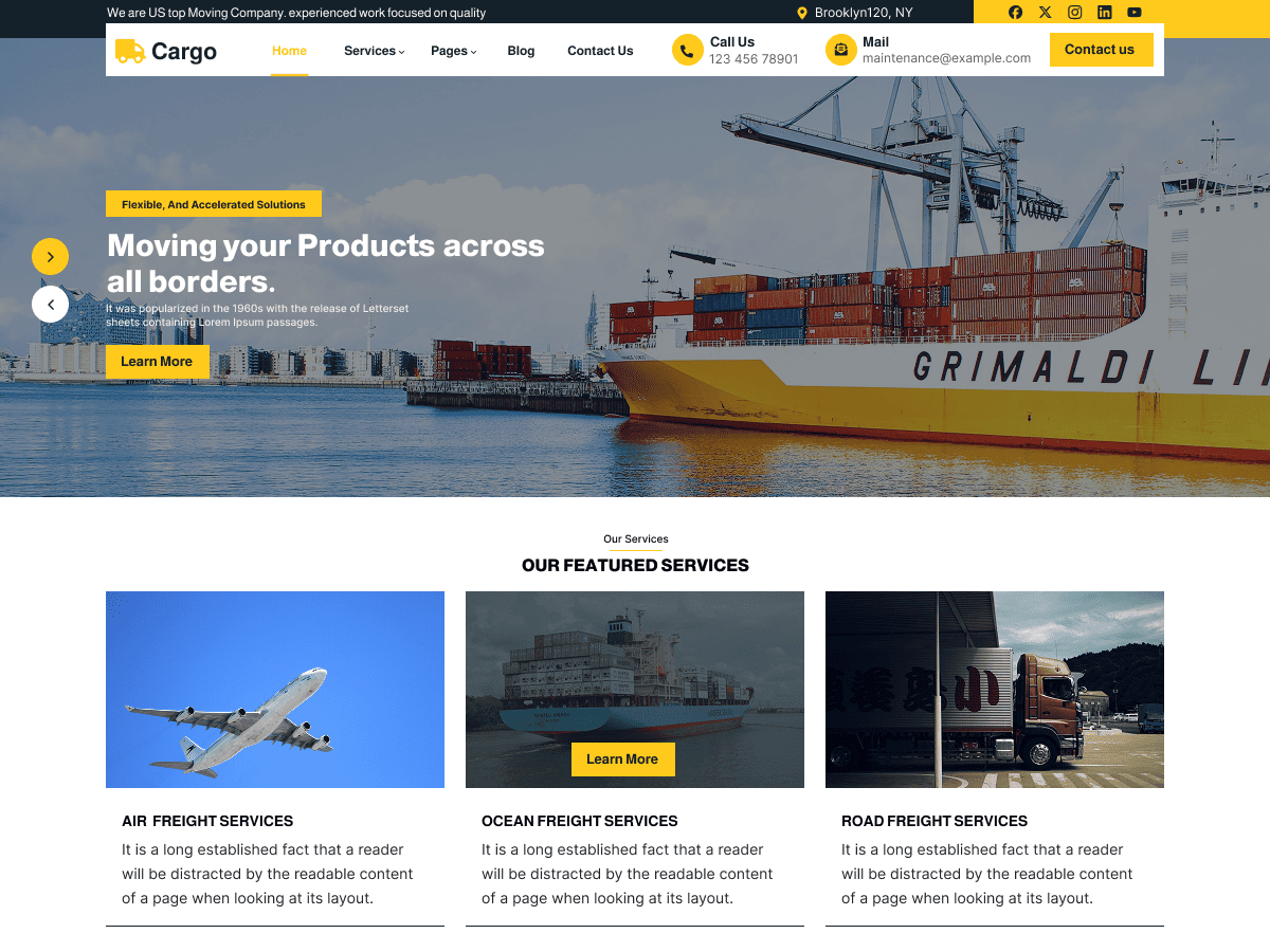 Cargo And Shipping Company - Tema WordPress Cargo And Shipping Company