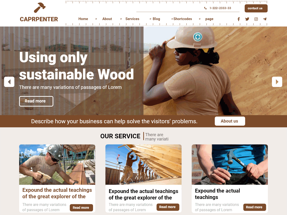 Carpenter Service - Tema WordPress Carpenter Service