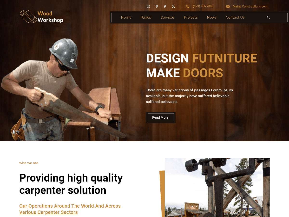 Carpenter Wood Works - Tema WordPress Carpenter Wood Works