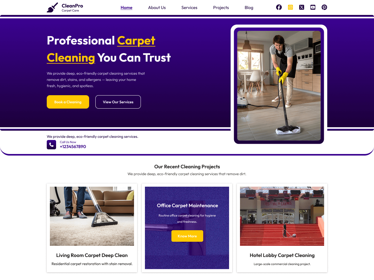 Carpet Washing - Tema WordPress Carpet Washing