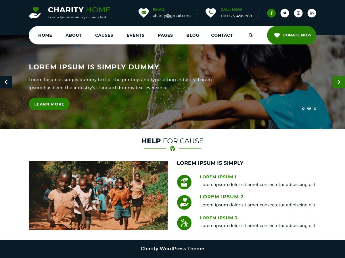Charity Fundraiser - Tema WordPress Charity Fundraiser