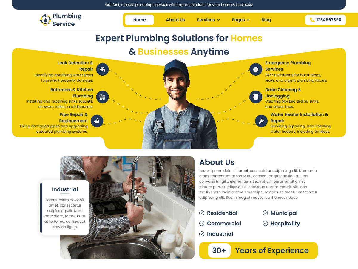 Classic Plumbing Services - Tema WordPress Classic Plumbing Services