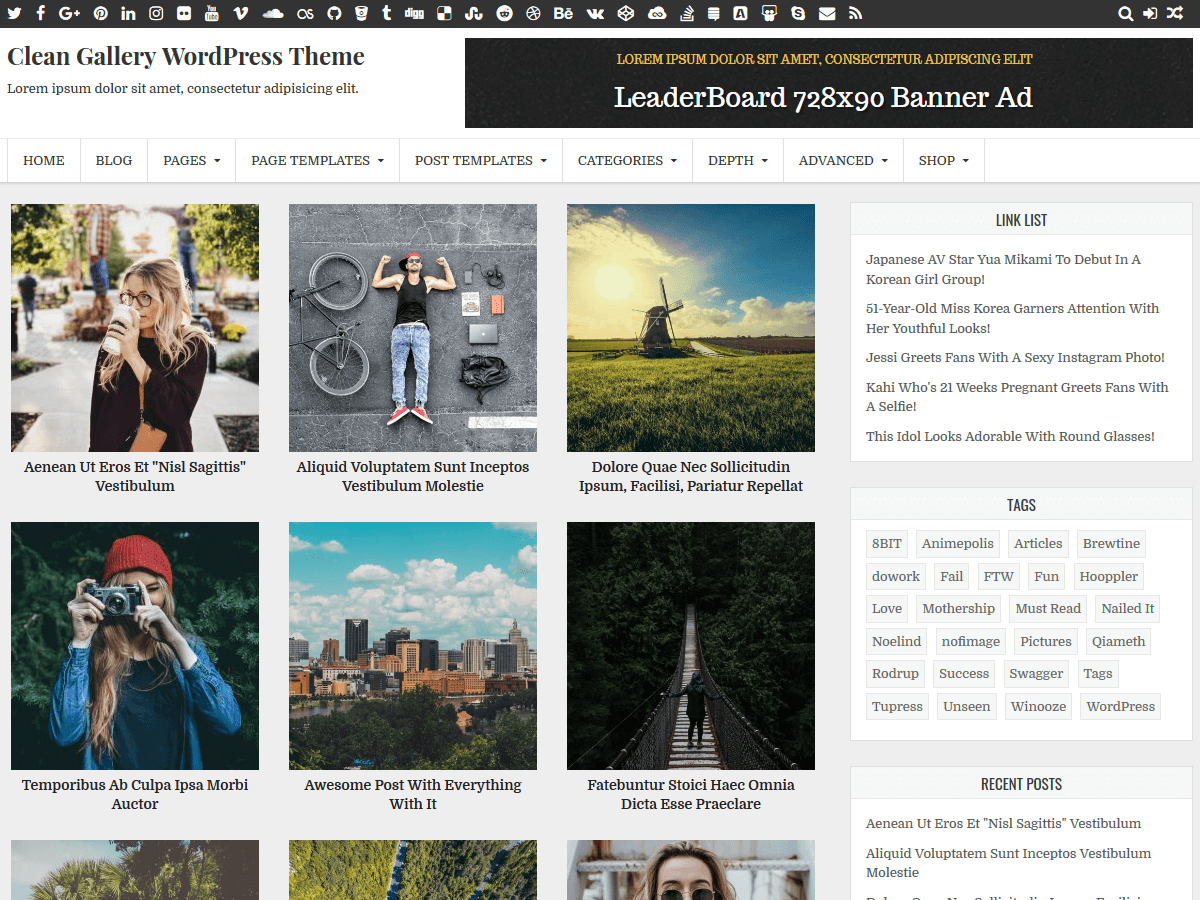 Clean Gallery - Tema WordPress Clean Gallery