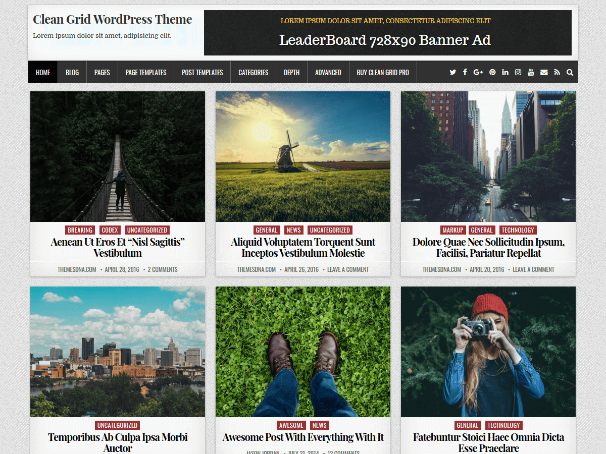 Clean Grid - Tema WordPress Clean Grid