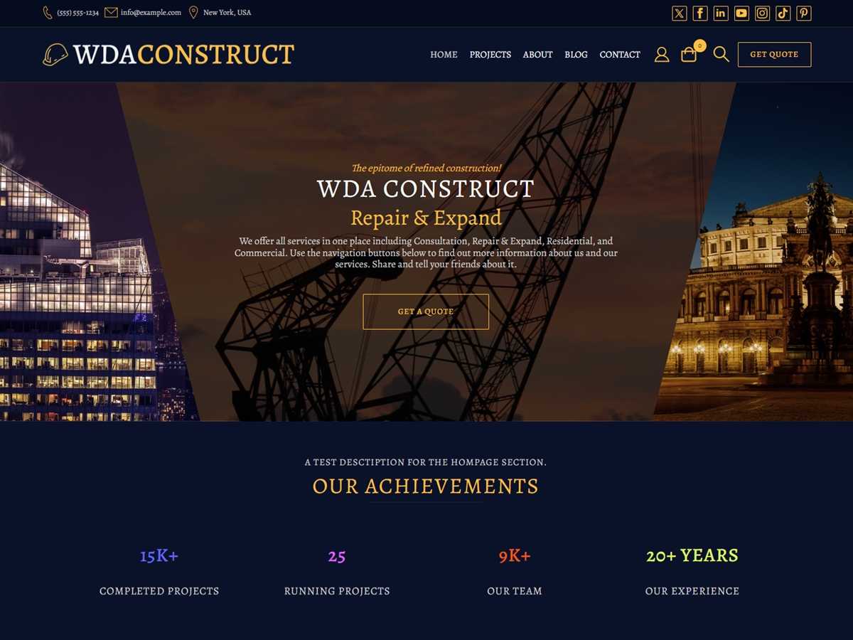 Construction Company WDA - Tema WordPress Construction Company WDA