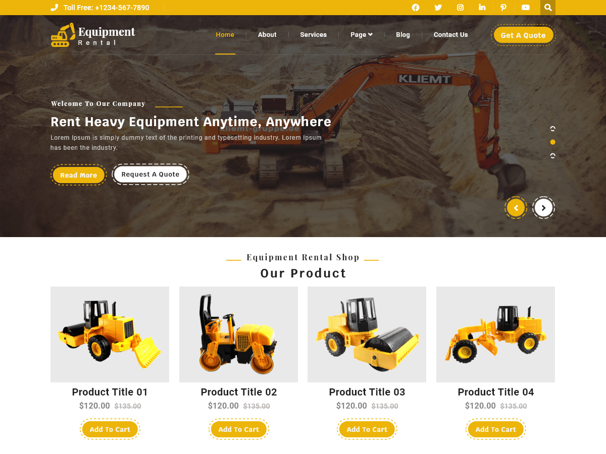 Construction Equipments - Tema WordPress Construction Equipments