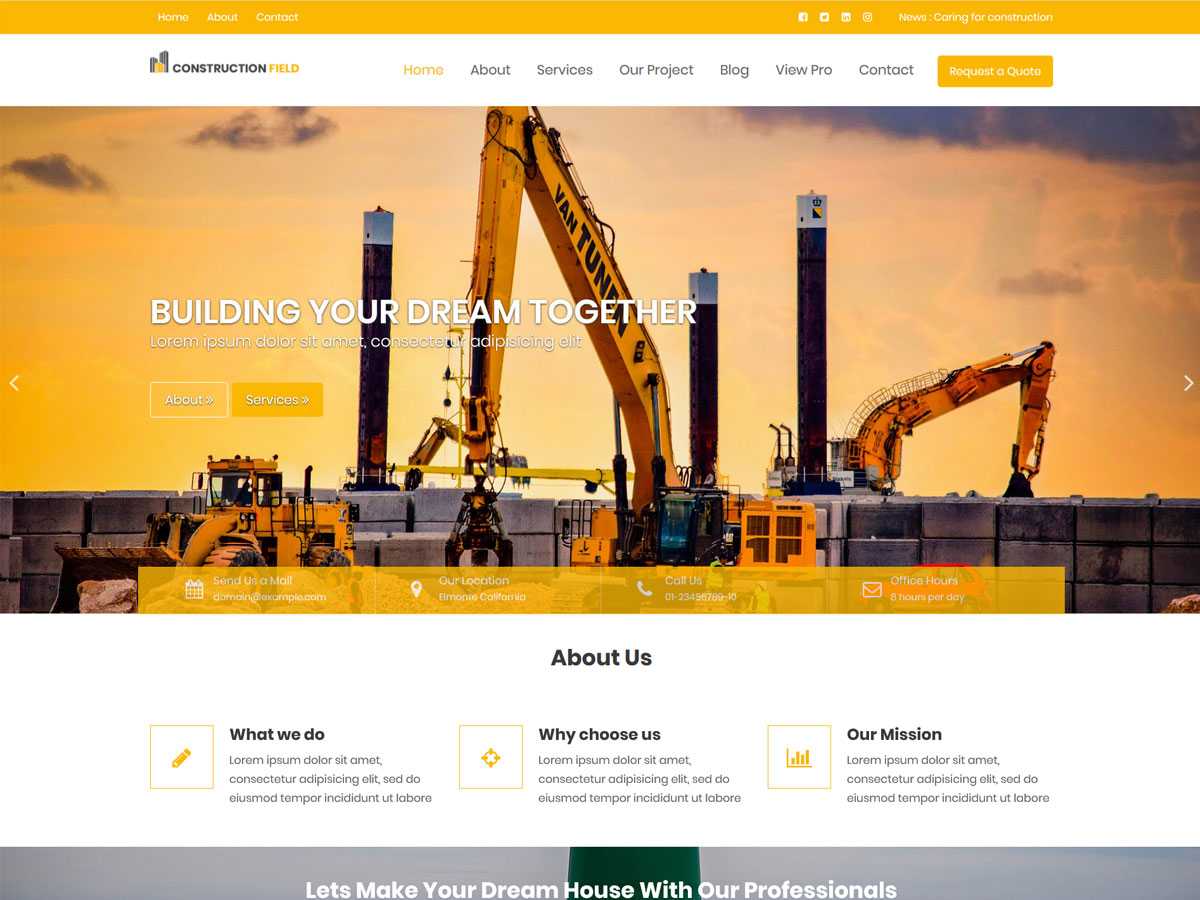 Construction Field - Tema WordPress Construction Field