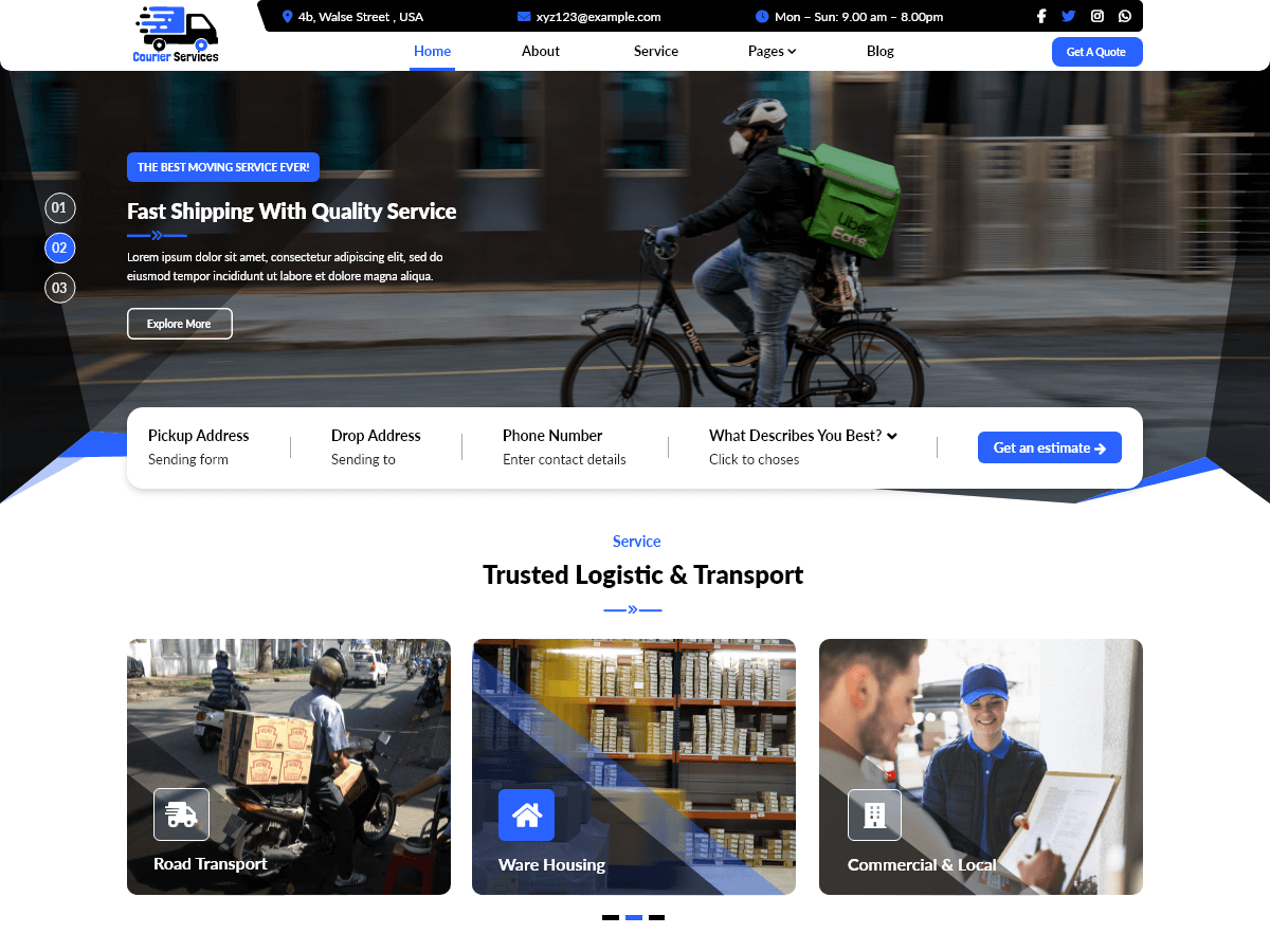Courier Services - Tema WordPress Courier Services