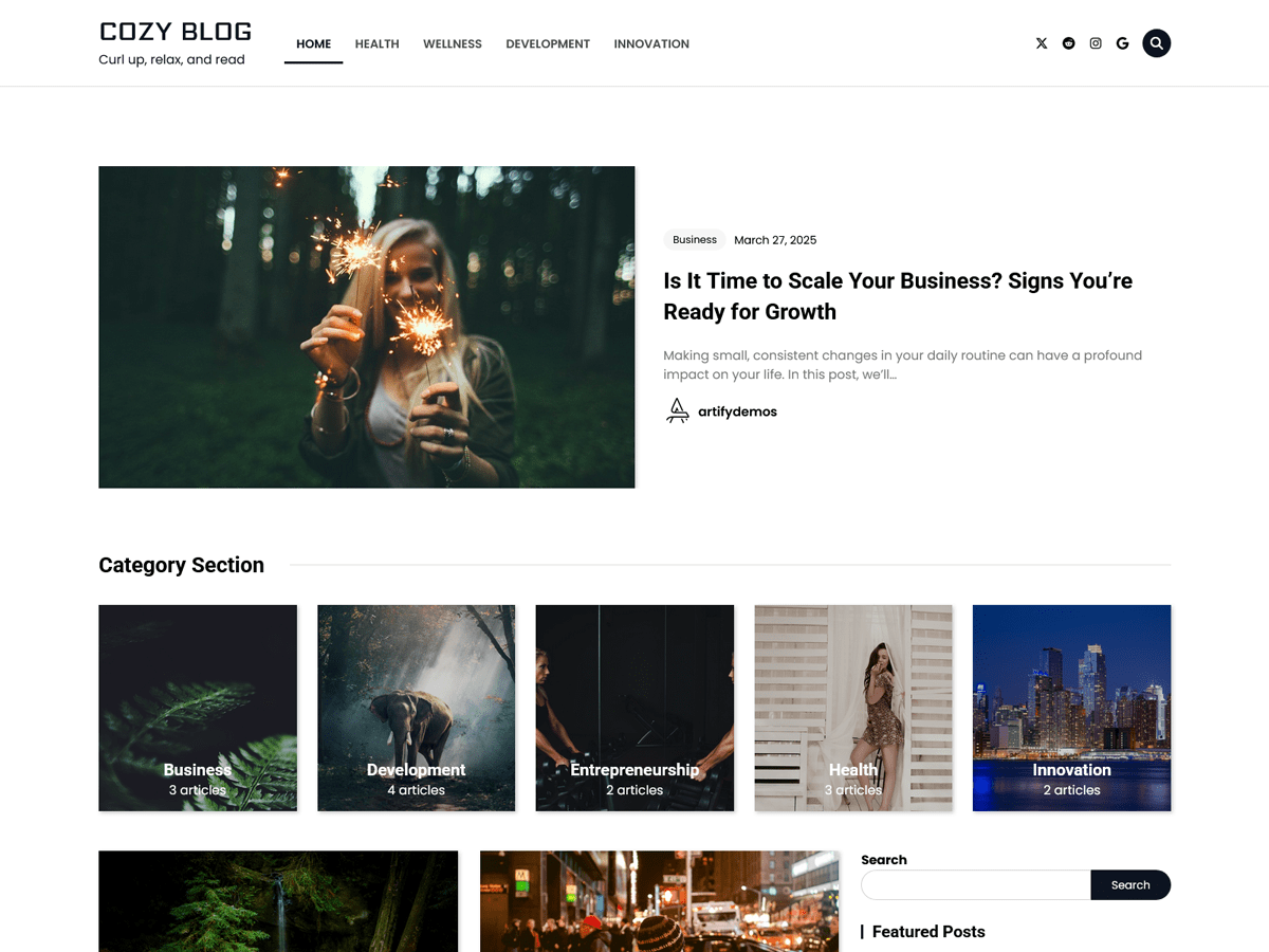 Cozy Blog - Tema WordPress Cozy Blog