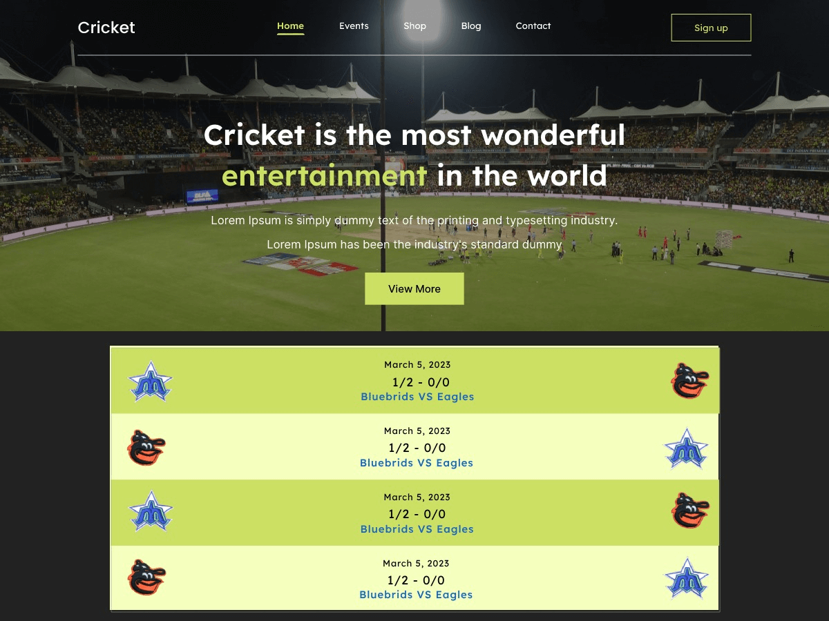 Cricket Tournament - Tema WordPress Cricket Tournament