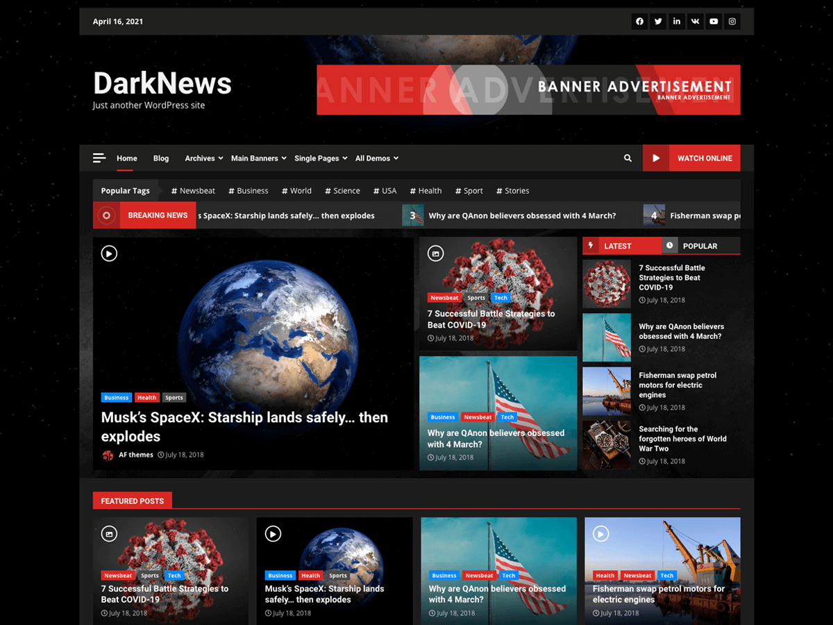 DarkNews - Tema WordPress DarkNews