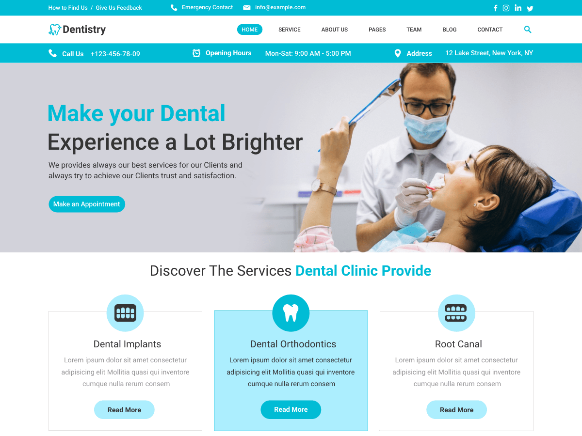 Dentistry Clinic - Tema WordPress Dentistry Clinic