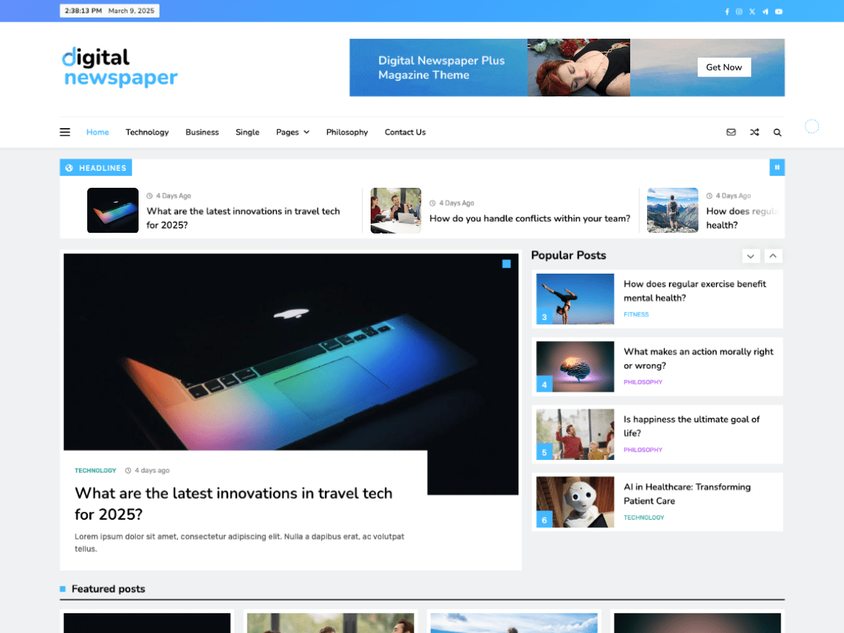 Digital Newspaper Plus - Tema WordPress Digital Newspaper Plus