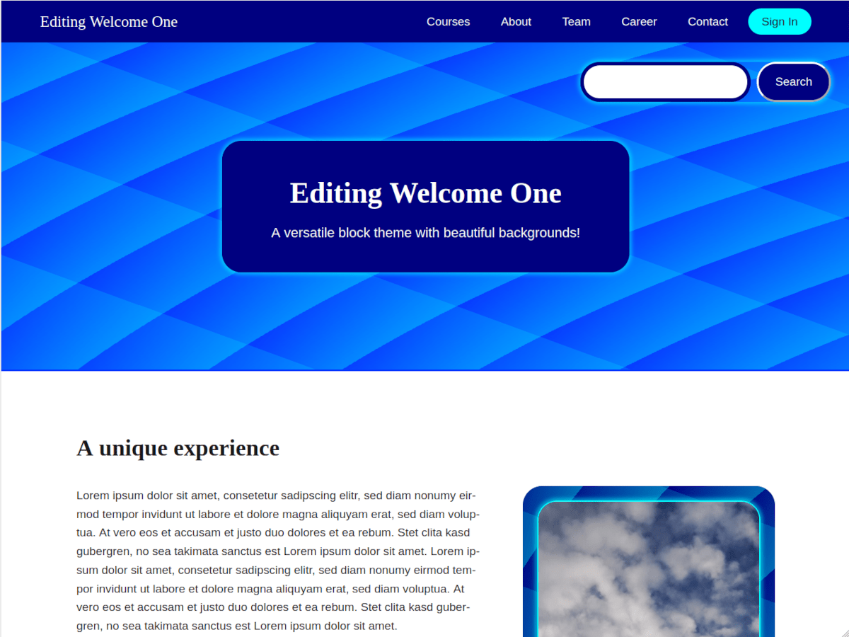 Editing Welcome One