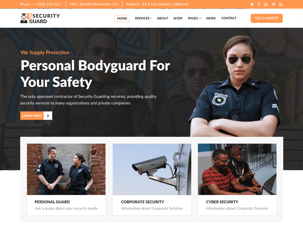 Elite Security Guard - Tema WordPress Elite Security Guard