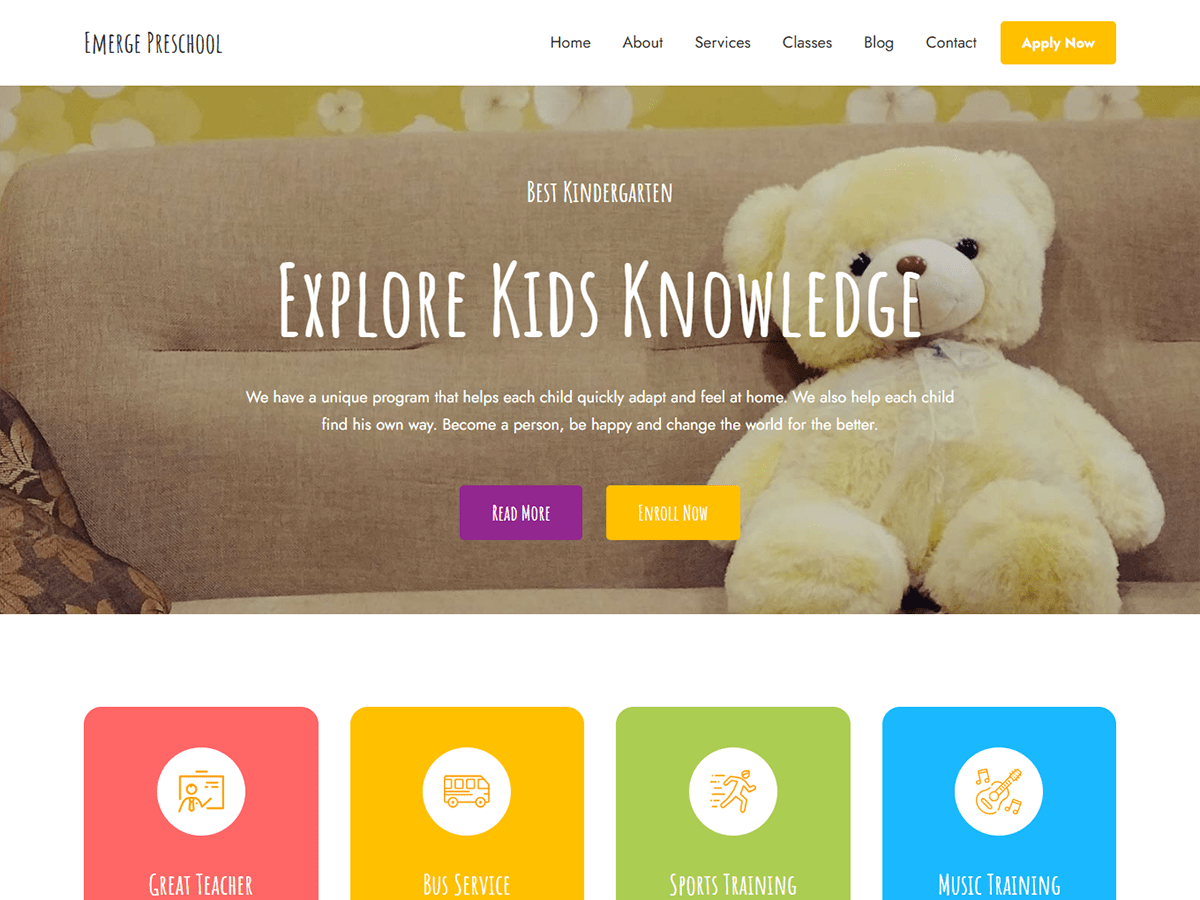 Emerge Preschool - Tema WordPress Emerge Preschool