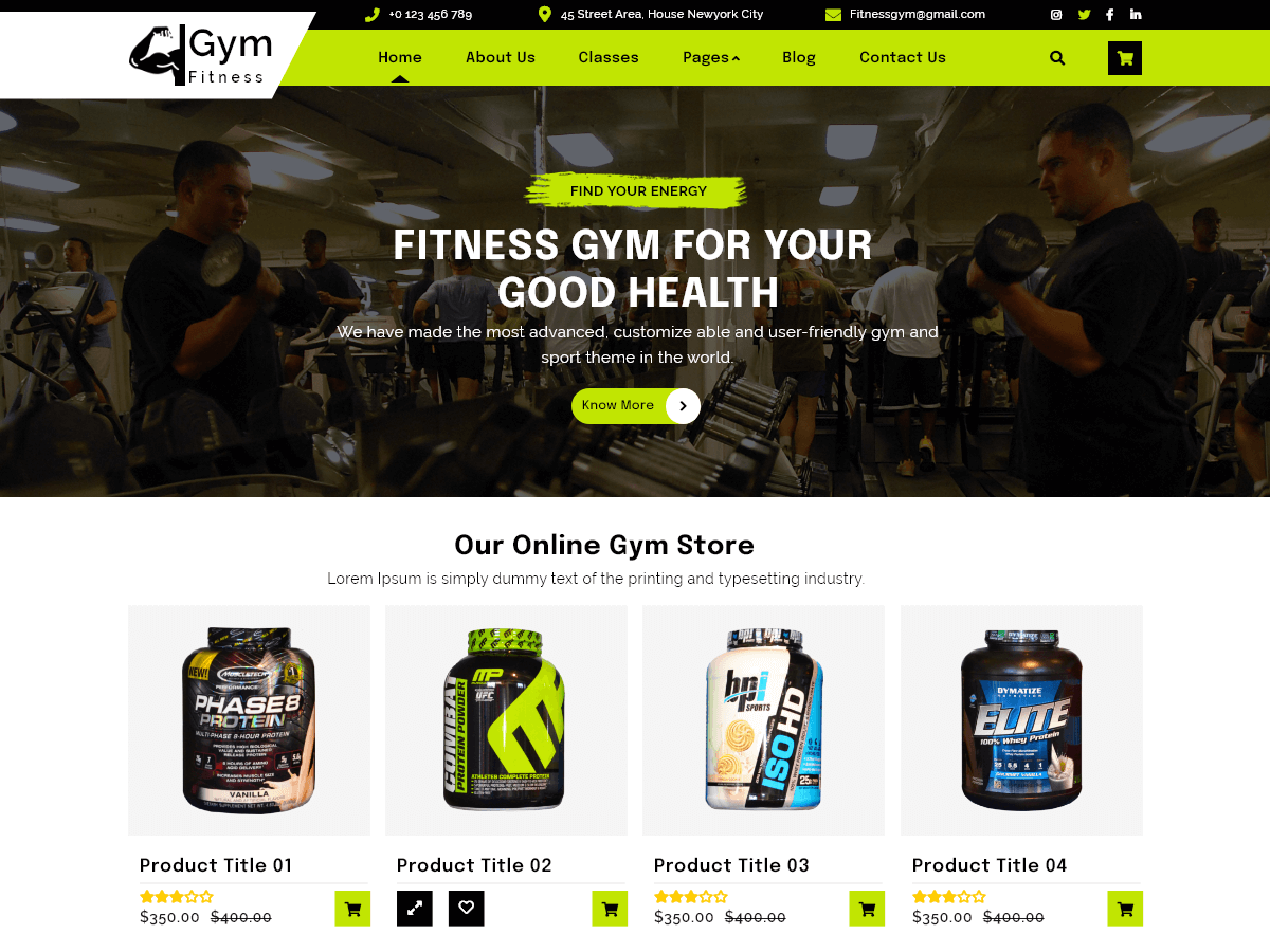 Fitness Elementor