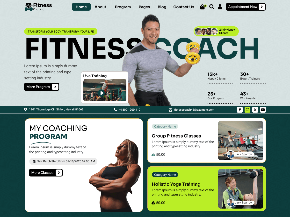 Fitness Gym Coach - Tema WordPress Fitness Gym Coach