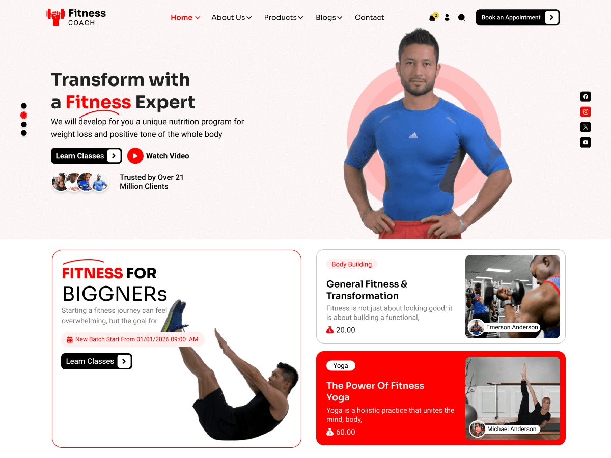 Fitness Instructor - Tema WordPress Fitness Instructor
