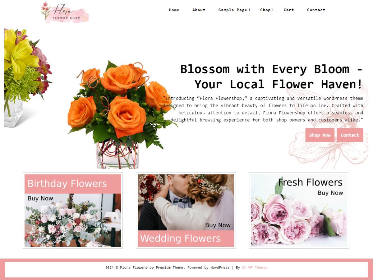 Flora Flowershop - Tema WordPress Flora Flowershop