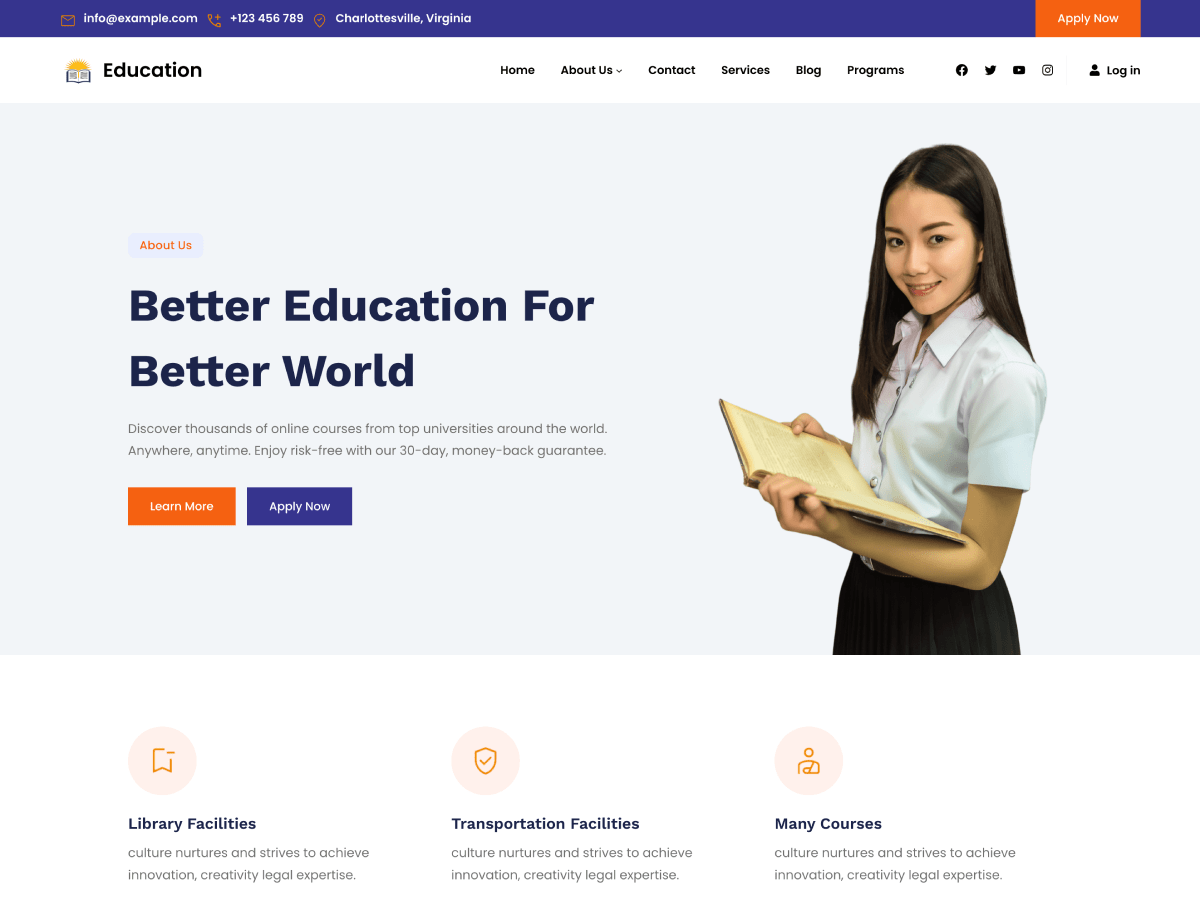 Gutenify Education - Tema WordPress Gutenify Education