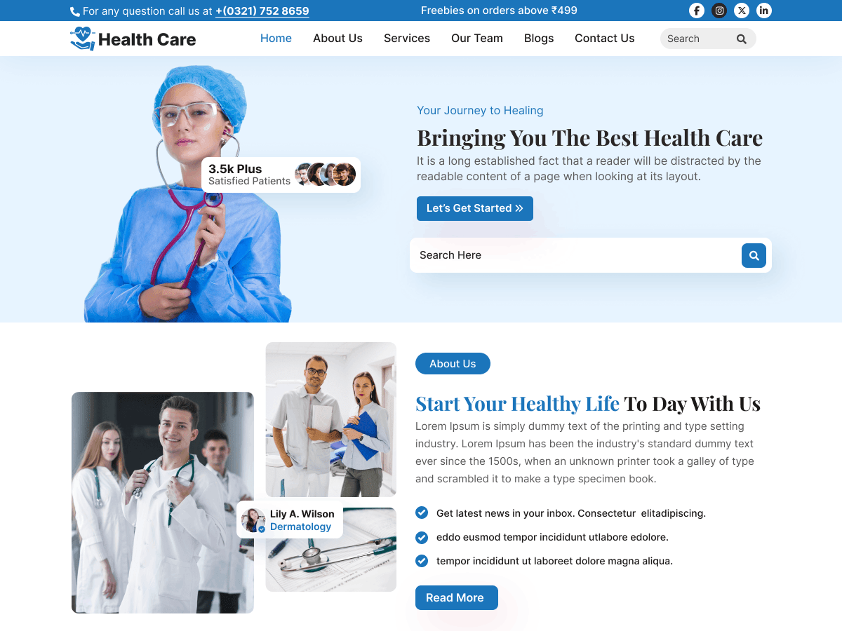 Health Care Center - Tema WordPress Health Care Center