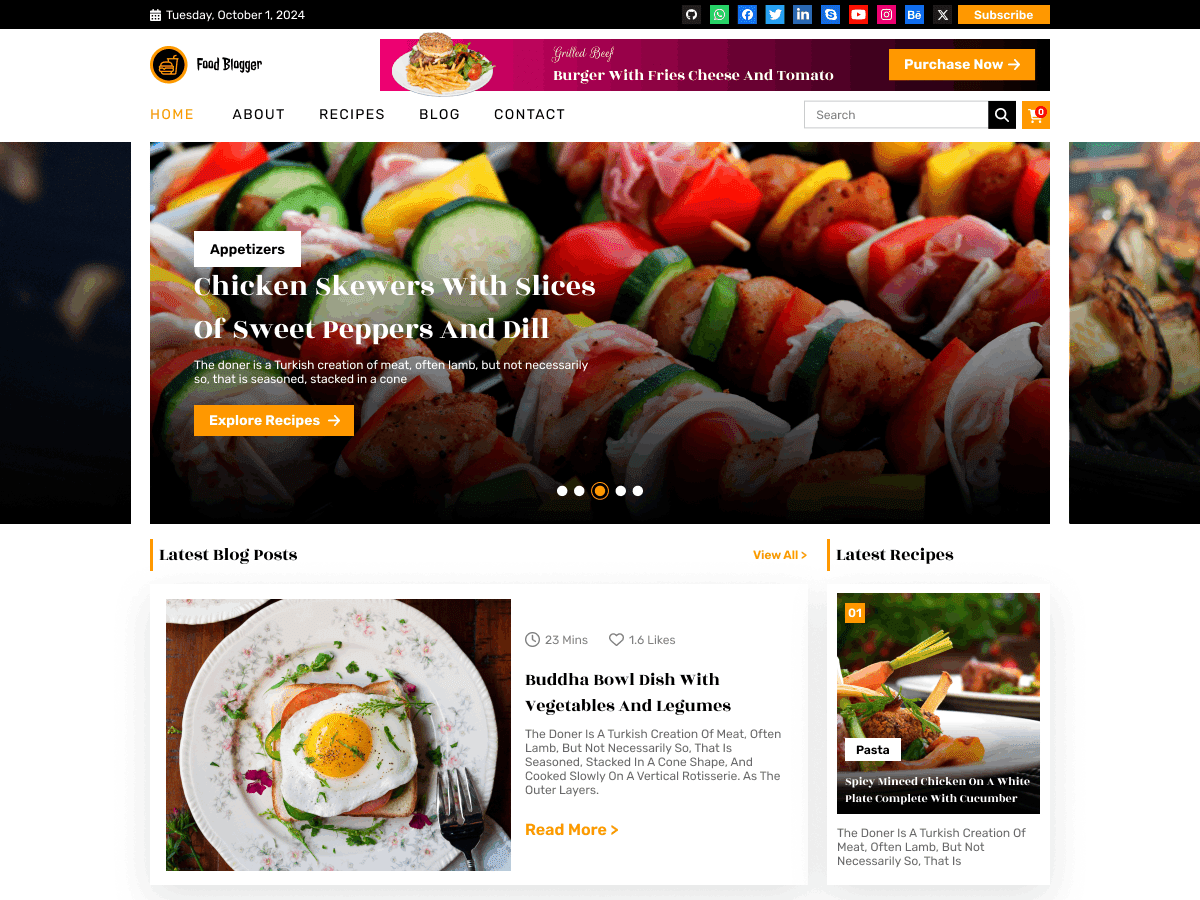Healthy Food Blogger - Tema WordPress Healthy Food Blogger